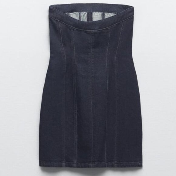 Zara Denim Corset Dress New - Picture 3 of 7